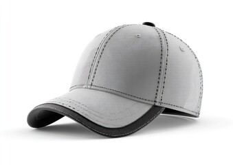 Fototapeta premium Light gray baseball cap with black trim