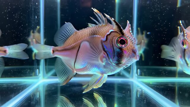 Close Up View of a Silver Colored Fish with Large Eyes In Clear Water