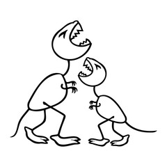 2 Dino T-Rex Child Drawing Mom Dad Father Mother Family