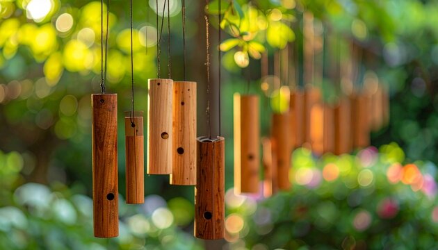 Tubes, breeze tracing musical notes., wind-chime tuning garden; tuning pegs, ceramic