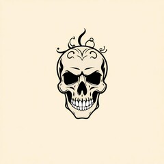 Fototapeta premium Stylized skull with ornate hair and dark eyes