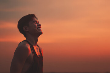 young man bursts into laughter during break between workouts moment of pure joy