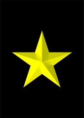 3D Yellow Star on Black Background