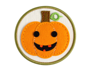 Smiling Felt Pumpkin Patch for Halloween Crafts and Decorations.