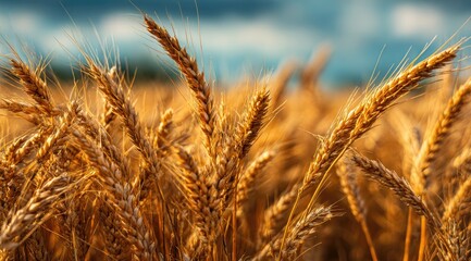 Fototapeta premium Golden wheat field in sunlight