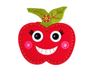 Smiling Red Apple Character with Decorative Leaves and Flower.