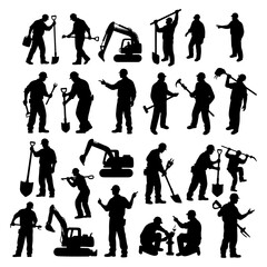 Construction and Industrial Worker Silhouettes