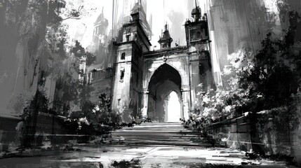 Ancient stone structure entrance