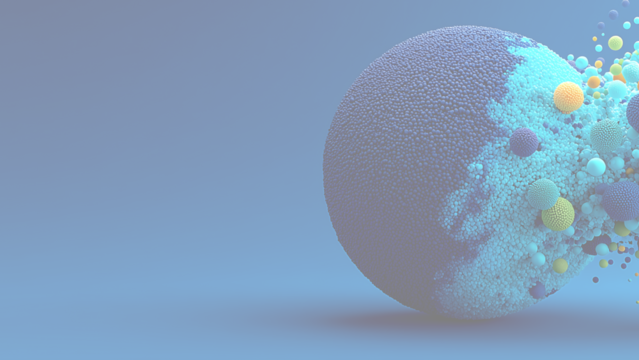 小さな粒子で構成された地球儀のような球体の抽象イラスト