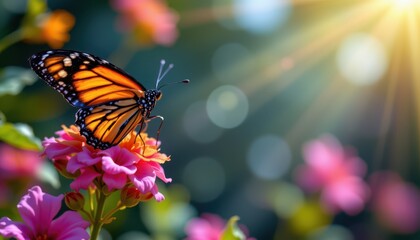 Obraz premium Digital Monarch Butterfly with Ample Copy Space Under Spotlight