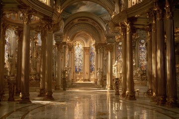 Obraz premium Opulent Golden Chapel Interior Design