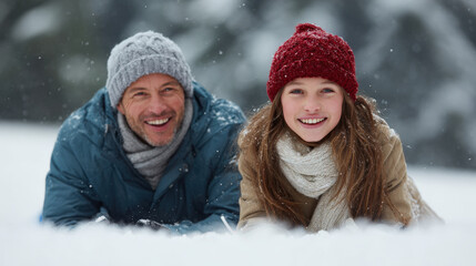 father joyfully presents sled to his daughter under winter sky creating heartwarming moment