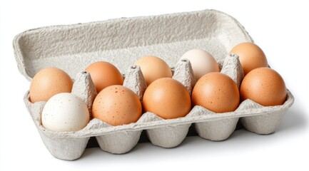 Cardboard egg carton filled with various colored eggs