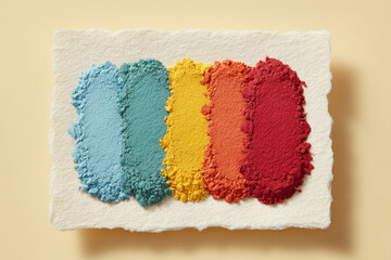 Fototapeta premium stunning palette of ultrabright paints elegantly arranged on parchment inviting creativity and inspiration