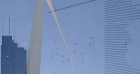 Displaying pale gold ribbon sweeping on blue dashboard, with navy bars, gray bars and line graphs