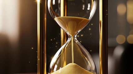 golden hourglass sand flowing time measurement - Powered by Adobe