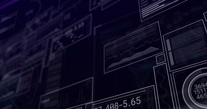 Displaying digital panels running on virtual console, with line charts and waveforms - Powered by Adobe