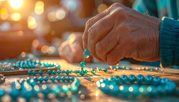 Pearl-grove beads, hack-a-thon; luminescent jewelry reflections, camaraderie. craft wire-wrapping, aquamarine