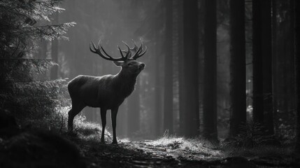Majestic deer in forest