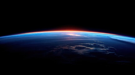 Earth rising, sunrise view from space