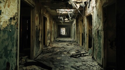 Abandoned hallway ruin