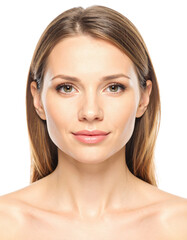 Beautiful Woman with Fair Skin and Gentle Smile Portrait.