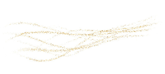 Gold particle confetti fluid wave with shine. Glitter dot dust liquid wave. Dynamic golden small particles flow with shine effect. Vector design elements for Christmas, carnival party, holiday event © wild