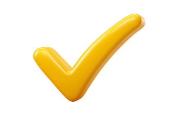 Yellow check mark is shown on transparent background