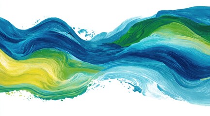 Abstract painting of flowing, vibrant waves