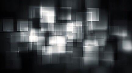 Abstract, grey, and white squares in dark background