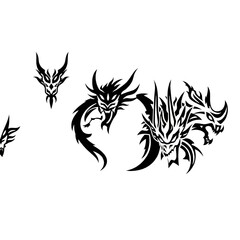 Fototapeta premium Tribal dragon heads and body illustration on white background