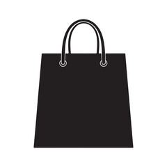 Simple black shopping bag icon with handles for retail and commerce
