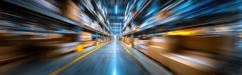 Fast-paced warehouse interior with blurred motion (1)