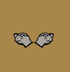 Fototapeta premium illustration of a turtle head with a colored background.