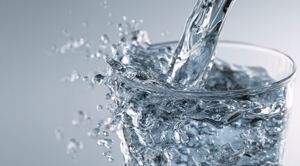 Water pouring into a glass, creating splashes (1)