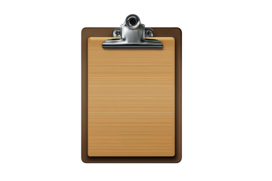 Clipboard with a metal clip on it