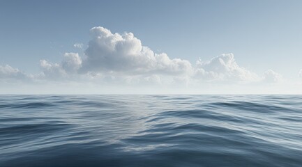 Fototapeta premium Vast, serene ocean meets a light, fluffy sky