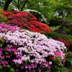 Colorful azalea garden in spring