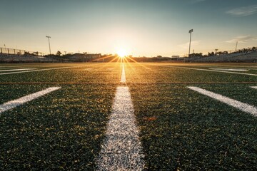 Sunset over a football field