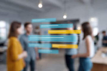 office setting featuring modern calendar with ar events displayed on blurred white text bars creating sense of