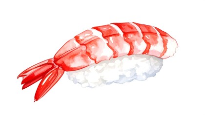 Watercolor shrimp sushi