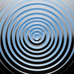 Obraz premium A striking pattern of concentric ripples in glossy blue and metallic silver tones, radiating outward from a central point abstract vector background art