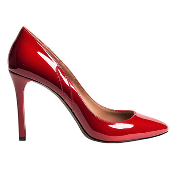 Red high heel shoe with a pointed toe