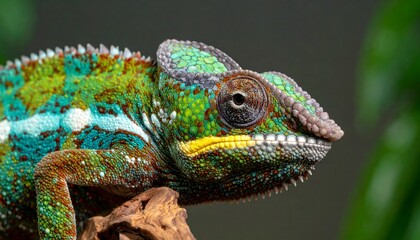 Obraz premium Colorful chameleon on branch