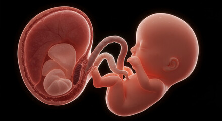 Human Fetus in Utero Illustration
