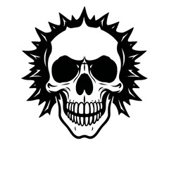 Fototapeta premium Spiky hairstyle skull illustration