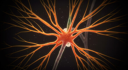 Neuron cell body with dendrites, axon, and synapses