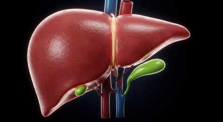 Human Liver and Gallbladder Anatomy - Medical Illustration