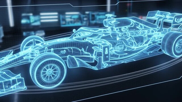 Futuristic Formula Racing Car Visualization with Transparent Technological Design