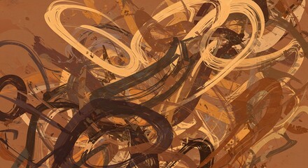 Abstract Brushstrokes Art Painting in Earthy Brown Tones